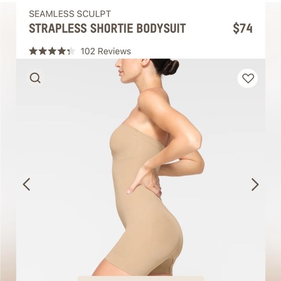 SKIMS STRAPLESS SHORTIE BODYSUIT XS New - Picture 6 of 6